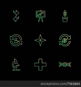 arrows , graph , plant , reset , refresh , star , money , dollar, microscope , medical , dna , icon, icons, set, line, vector, business, sign, symbol, outline,