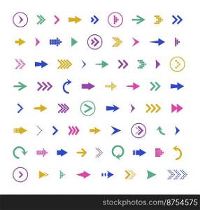 Arrows icon drawing element. Arrows set. Arrow icon. Arrow colorful. vector icon. Arrows vector collection. Vector illustration