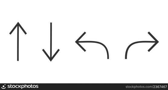 Arrows icon. Pointer directional up, down, lefth, rigth set symbol. Option way navigation vector.