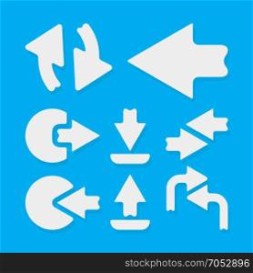 Arrows icon template. Arrows icon template. Arrow with shadow on blue background. Vector illustration.