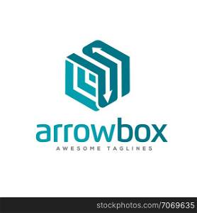 Arrows link box logo, 3d arrow link business logo concept illustration, Abstract cube arrows, business logo concept illustration