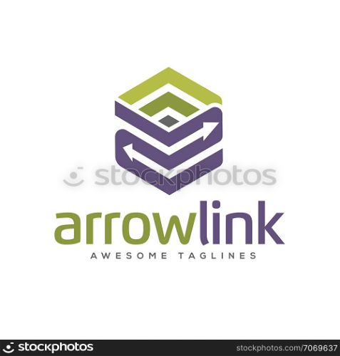 Arrows link box logo, 3d arrow link business logo concept illustration, Abstract cube arrows, business logo concept illustration, Abstract t box icon design element, Vector logo template
