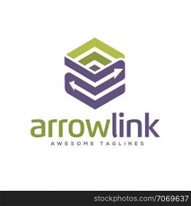 Arrows link box logo, 3d arrow link business logo concept illustration, Abstract cube arrows, business logo concept illustration, Abstract t box icon design element, Vector logo template