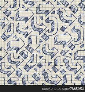 Arrows Seamless Pattern on Paper of Exercise Book