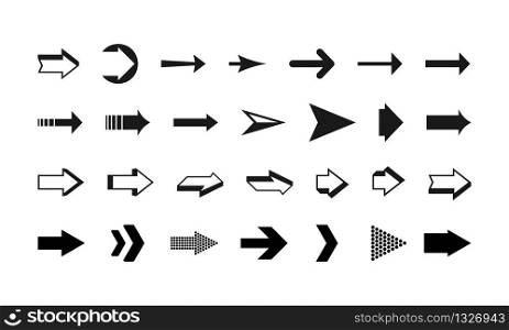 Arrows set with different style isolated on white background. Vector EPS 10