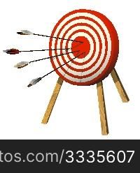 Arrows target with arrows, isolated objects over white