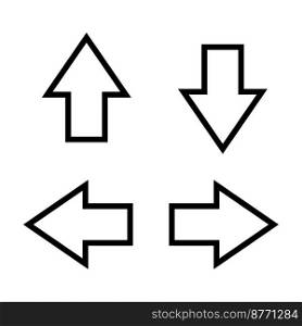 Arrows, vector. Black arrows on a white background. Up, down, right, left.