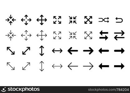 Arrows vector collection with elegant style and black color. Vector stock illustration.
