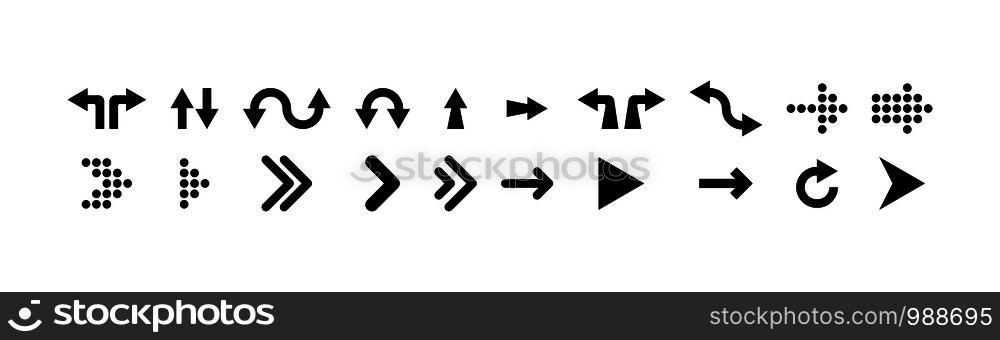 arrows vector icons collection. black arrows icons, isolated on white background. arrows in a row and flat design. eps10. arrows vector icons collection. black arrows icons, isolated on white background. arrows in a row and flat design