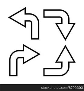 Arrows with black outline, vector. Arrows with a black outline on a white background. Right, left, up, down.
