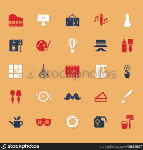 Art activity classic color icons with shadow, stock vector