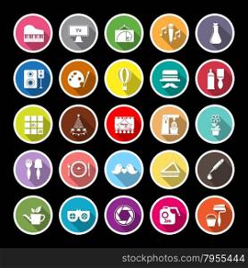Art activity flat icons with long shadow, stock vector