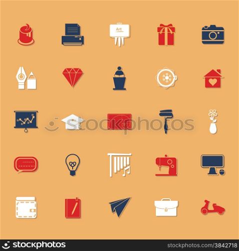 Art and creation classic color icons with shadow, stock vector