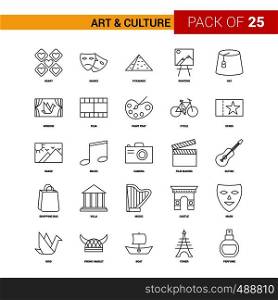 Art and Culture Black Line Icon - 25 Business Outline Icon Set