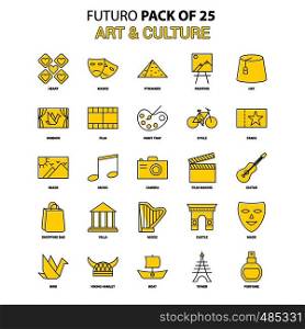 Art and Culture Icon Set. Yellow Futuro Latest Design icon Pack