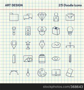 Art and Design 25 Doodle Icons. Hand Drawn Business Icon set