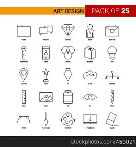 Art and Design Black Line Icon - 25 Business Outline Icon Set