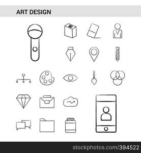 Art and Design hand drawn Icon set style, isolated on white background. - Vector