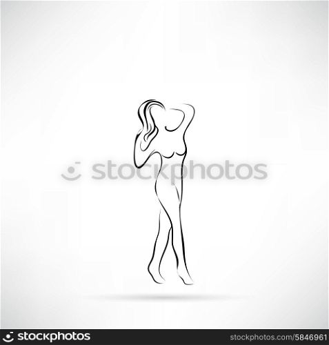 art background with beautiful young woman sketch vector