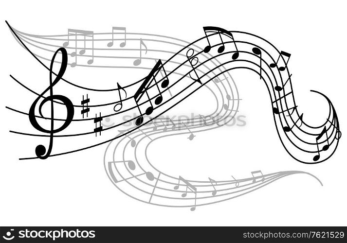 Art background with waves of musical notes