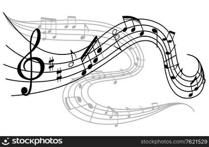 Art background with waves of musical notes