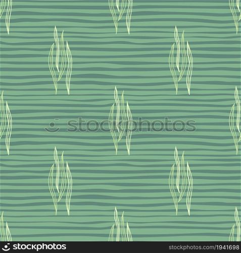 Art botanical outline shapes seamless pattern on green background. Nature wallpaper. Design for fabric, textile print, wrapping, cover. Vector illustration.. Art botanical outline shapes seamless pattern on green background.