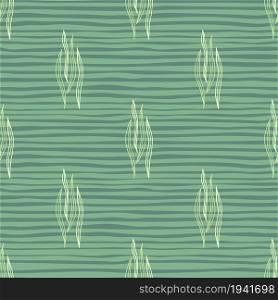 Art botanical outline shapes seamless pattern on green background. Nature wallpaper. Design for fabric, textile print, wrapping, cover. Vector illustration.. Art botanical outline shapes seamless pattern on green background.