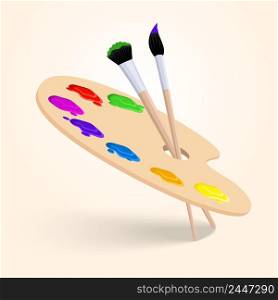 Art color palette with paintbrush drawing tools  isolated on white background vector illustration