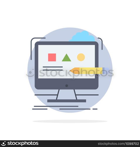 Art, computer, design, digital, studio Flat Color Icon Vector