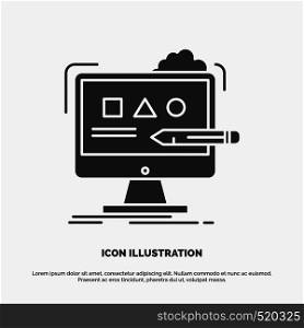 Art, computer, design, digital, studio Icon. glyph vector gray symbol for UI and UX, website or mobile application. Vector EPS10 Abstract Template background