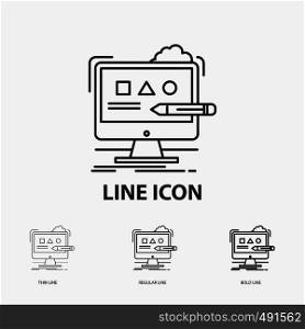 Art, computer, design, digital, studio Icon in Thin, Regular and Bold Line Style. Vector illustration. Vector EPS10 Abstract Template background