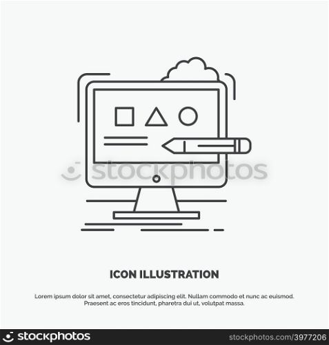Art, computer, design, digital, studio Icon. Line vector gray symbol for UI and UX, website or mobile application