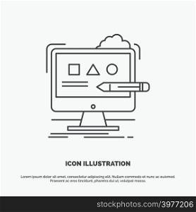 Art, computer, design, digital, studio Icon. Line vector gray symbol for UI and UX, website or mobile application