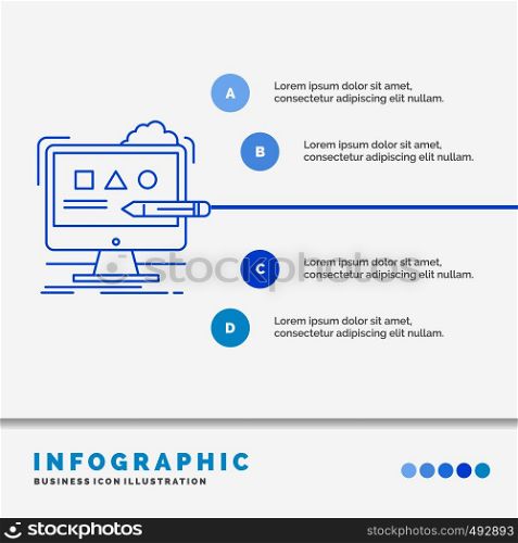 Art, computer, design, digital, studio Infographics Template for Website and Presentation. Line Blue icon infographic style vector illustration. Vector EPS10 Abstract Template background