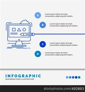 Art, computer, design, digital, studio Infographics Template for Website and Presentation. Line Blue icon infographic style vector illustration. Vector EPS10 Abstract Template background