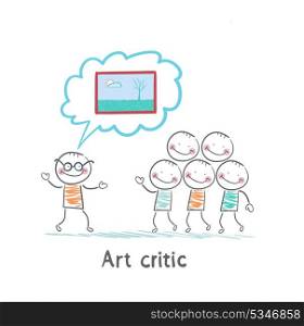 Art critic tells people about the picture