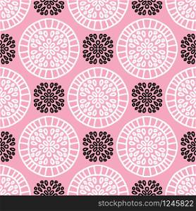 Art-deco circles pattern in pink white and black colors. Art-deco circles pattern in pink white and black colors.