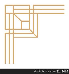 Art deco corner. Golden line border in geometric style isolated on white background. Art deco corner. Golden line border in geometric style