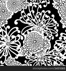 Art Deco Flower seamless pattern, retro style, vector illustration