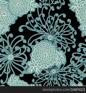 Art Deco Flower seamless pattern, retro style, vector illustration