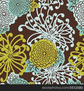 Art Deco Flower seamless pattern, retro style, vector illustration