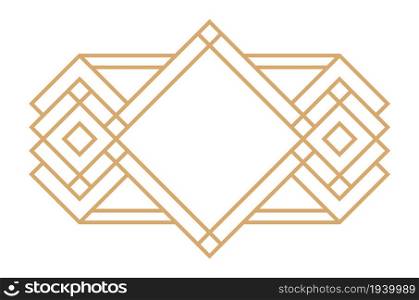 Art deco geometric element. Golden retro ornament frame. Vector illustration. Art deco geometric element. Golden retro ornament frame