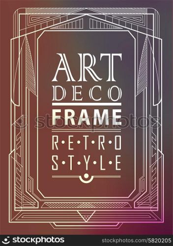Art deco geometric vintage frame can be used for invitation, congratulation