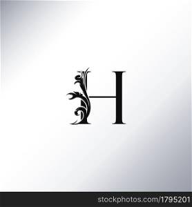 Art Deco Luxury H Letter logo, floral monogram and beautiful alphabet font. Art Deco in vintage style