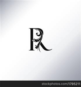Art Deco Luxury R Letter logo, floral monogram and beautiful alphabet font. Art Deco in vintage style