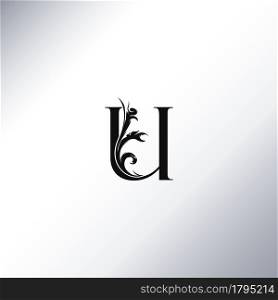 Art Deco Luxury U Letter logo, floral monogram and beautiful alphabet font. Art Deco in vintage style