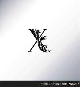 Art Deco Luxury X Letter logo, floral monogram and beautiful alphabet font. Art Deco in vintage style