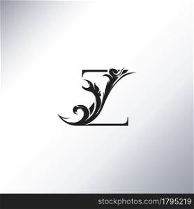 Art Deco Luxury Z Letter logo, floral monogram and beautiful alphabet font. Art Deco in vintage style