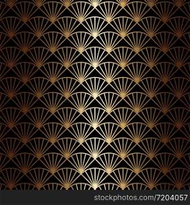 Art deco seamless pattern in gold color on an isolated black background or gold exclusive background. EPS 10 vector. Art deco seamless pattern in gold color on an isolated black background or gold exclusive background. EPS 10 vector.