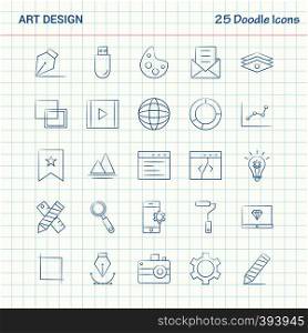 Art Design 25 Doodle Icons. Hand Drawn Business Icon set